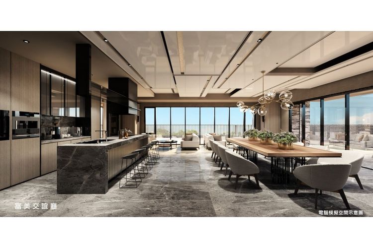 樹林區中山路一段的大樓案「弘華富美」，整棟地上17層、地下4層，訴求品味站前核心生活、20米中山大道首排的精工美宅，圖為「弘華富美」交誼廳3D示意圖。翻攝弘華建設官網