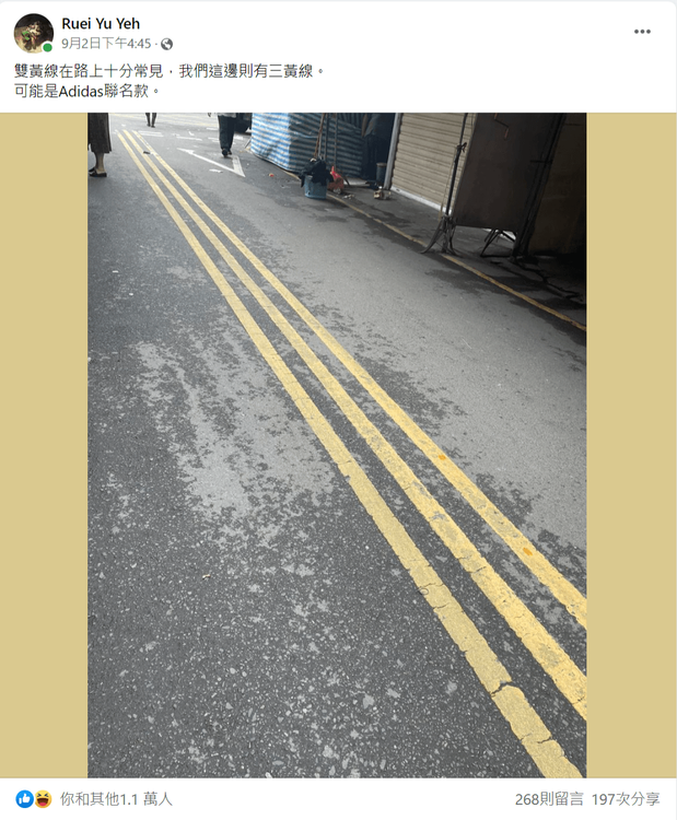 宜蘭市南興街上有三黃線。翻攝自「路上觀察學院」