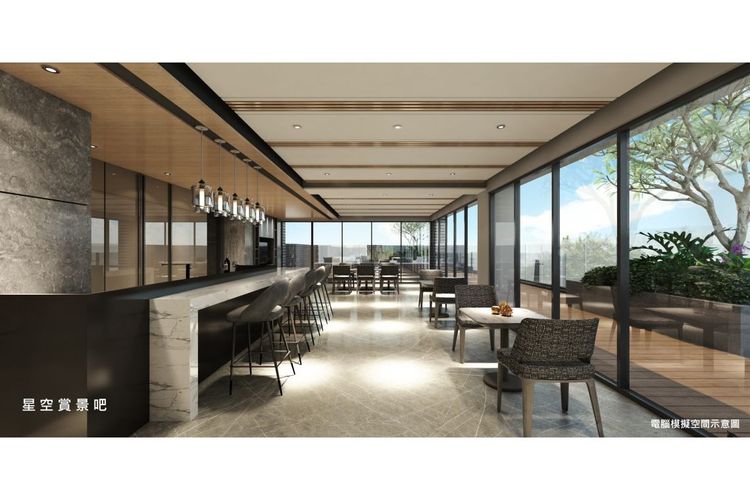 中山路一段鄰近樹林火車站，原本就是最繁榮的路段，素地有限致使新案具備稀缺性，目前已有新案開價4字頭，圖為「弘華富美」星空賞景吧3D示意圖。翻攝弘華建設官網