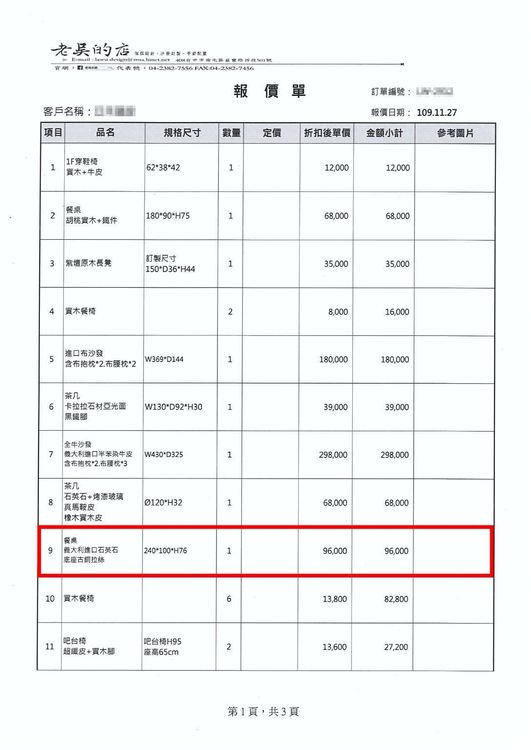 「老吳」表示（紅框處）產地義大利為誤植。陳姓投訴人提供