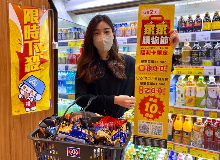 福利卡友於實體門市或PX Pay購物使用全支付單筆滿1000元，最高可享10%福利點回饋。業者提供
