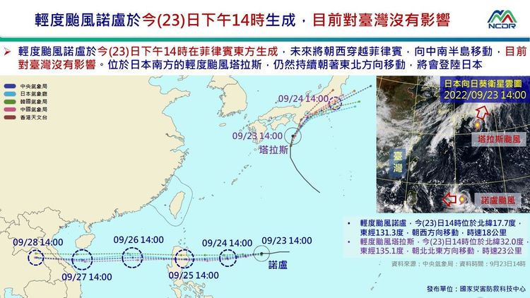 颱風對台無影響。國家災害防救科技中心提供