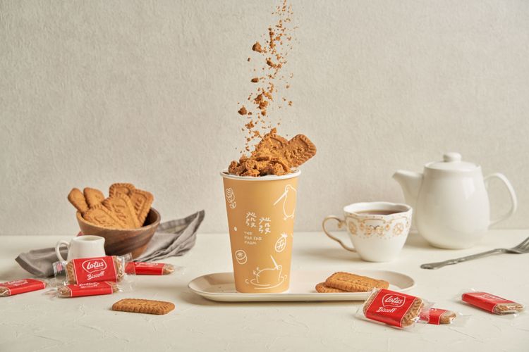 蓮花餅乾鮮奶茶採用台農崙背鮮奶，融合比利時蓮花薄脆餅醬，淡雅的焦糖肉桂香氣風味絕佳。業者提供