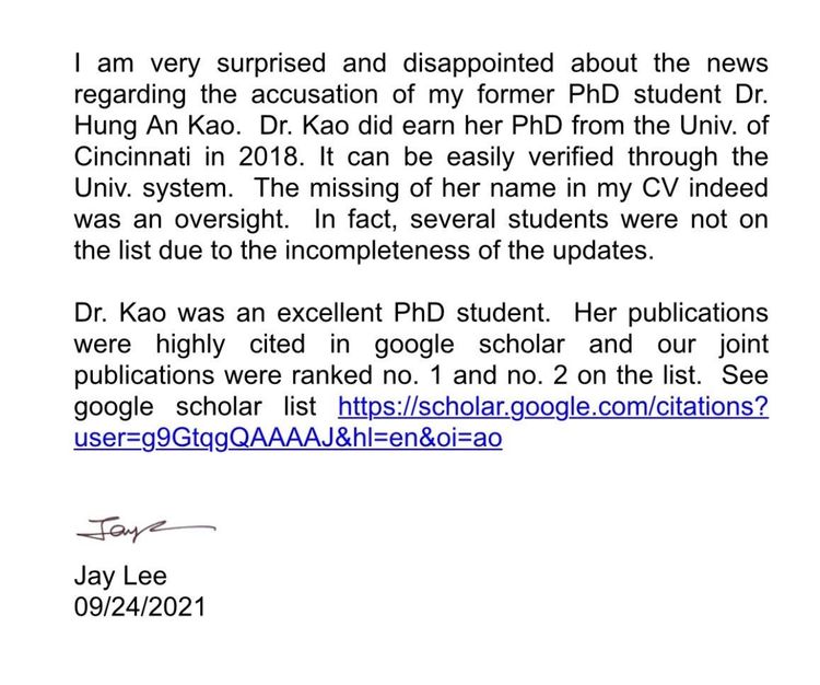 高虹安拿出指導教授李傑聲明原文，強調聲明中所提及之著作，即為引用上千次的發表。高虹安團隊提供