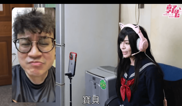 郭鬼鬼飾詐騙集團引誘「豬仔」（董軒飾）。中市警局提供