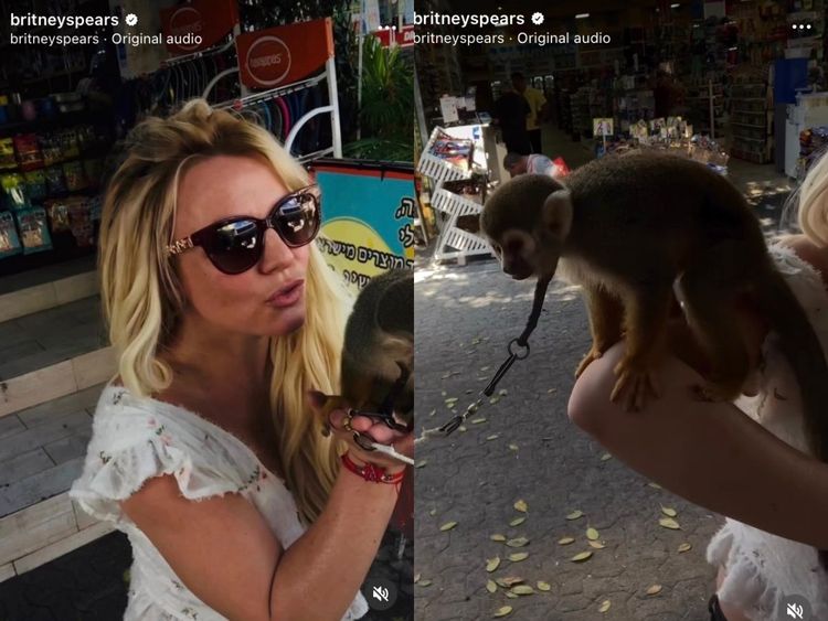 布蘭妮在墨西哥度假，特別分享當地猴子名叫「小賈斯汀」。翻攝自布蘭妮IG