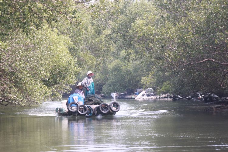 環湖駛入紅筆仔生態區，別有一番自然風情，有時會碰到漁民作業。陳宏銘攝