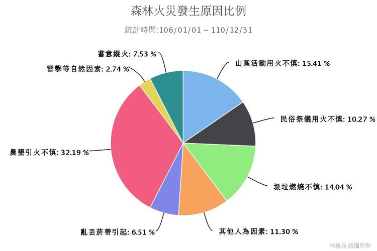 森林火災發生原因比例。林務局提供