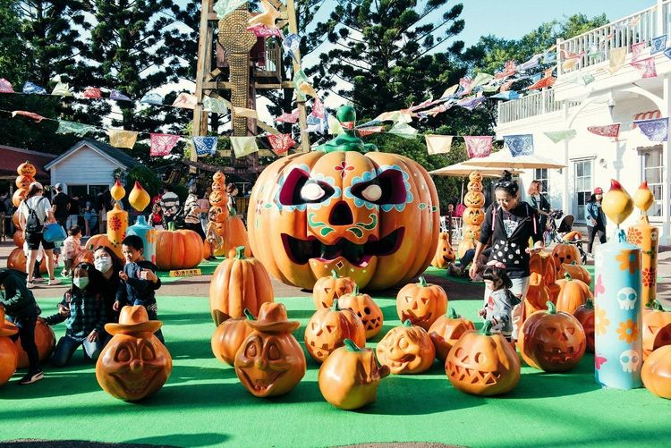 喜歡可愛賣萌的遊客，更是不能錯過由大大小小南瓜組成的「傑克南瓜園」。六福村提供