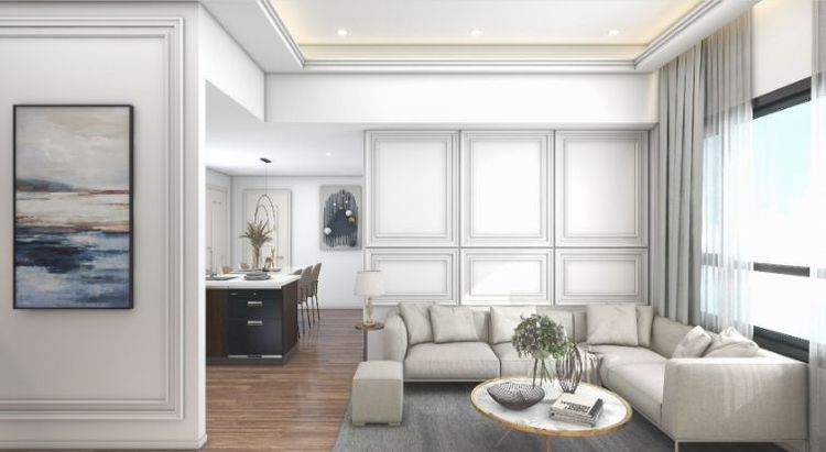 靠近823公園第一排的預售案開價已見7字頭，例如預售都更案「星喬逸家人」訴求樓高3米6、中正及永利路雙核心的精工宅，圖為A1戶3D示意圖。翻攝星喬逸家人臉書