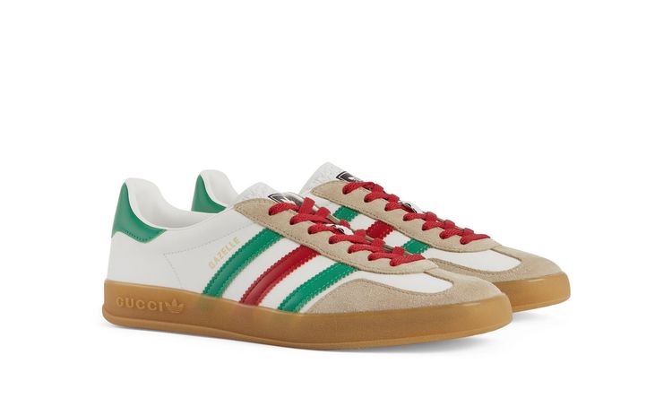 adidas X GUCCI Gazelle白色休閒鞋，2萬8400元。品牌提供