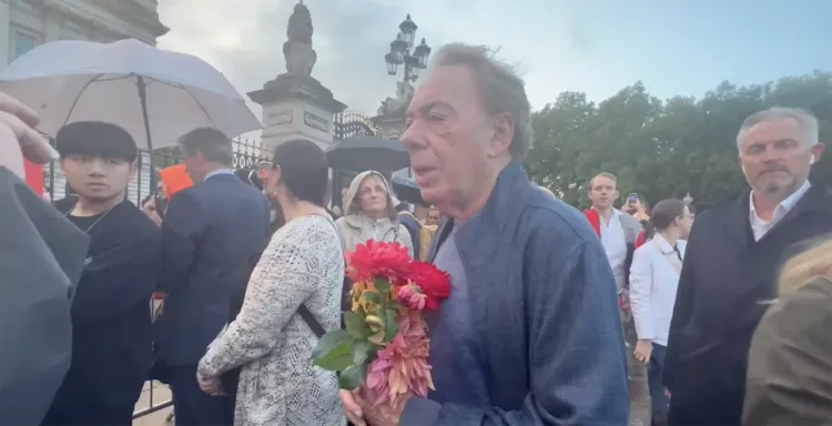 「音樂劇教父」安德魯洛伊韋伯親自到白金漢宮獻花致意。翻攝pagesix網站