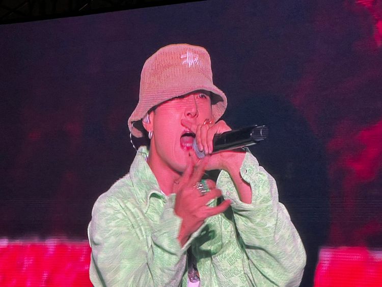 pH-1首次來台開唱，當場在台上幫DJ徵友。讀者提供