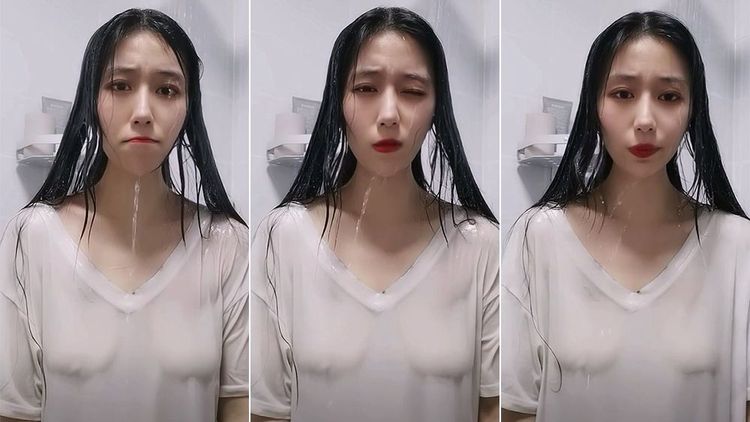 瓜瓜子濕身秀。翻攝自推特