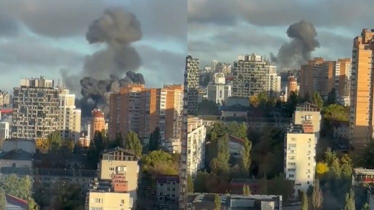 烏克蘭首都基輔傳出連串爆炸聲響。翻攝推特@Ukraine66251776