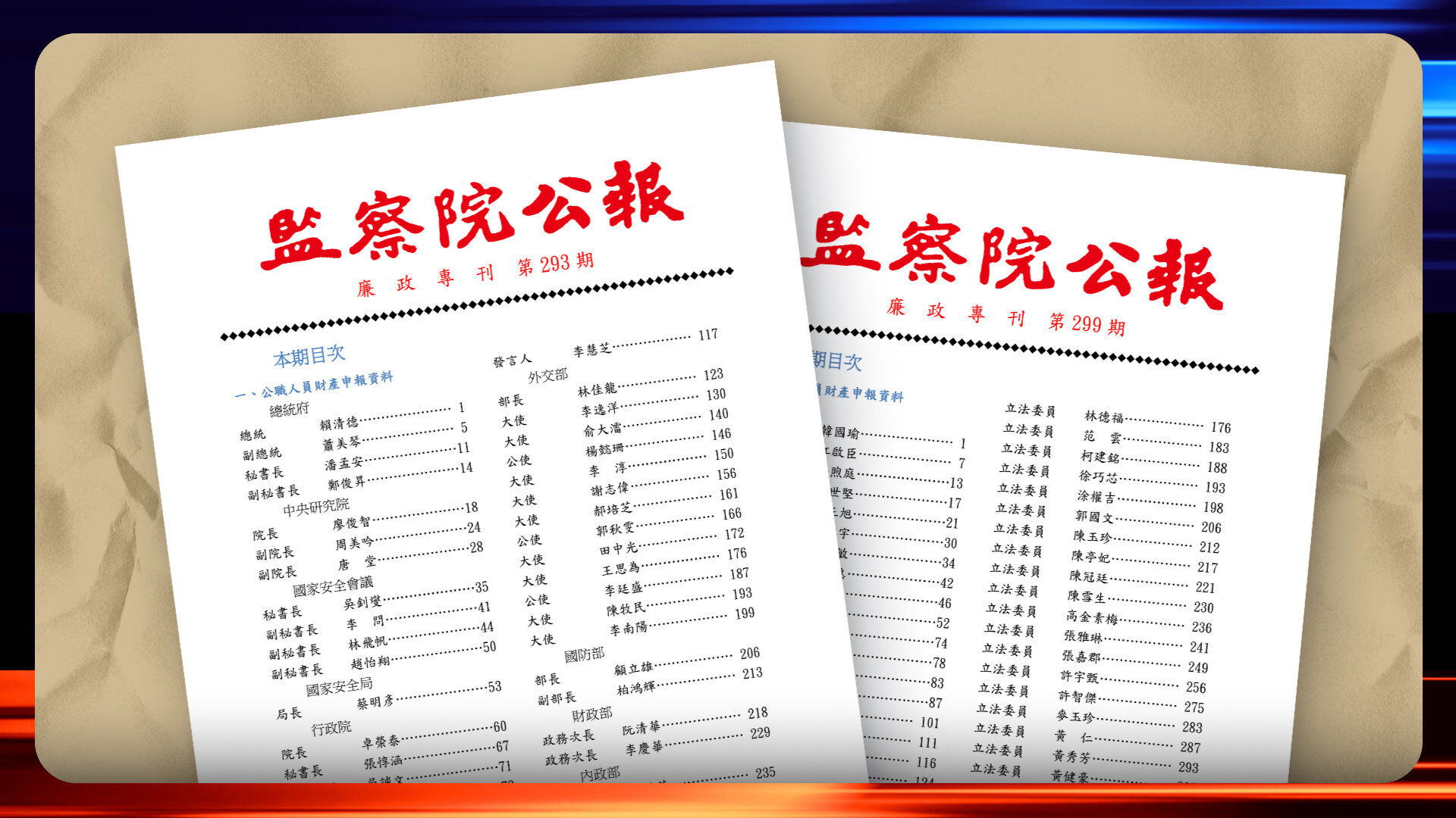 《廉政專刊》曝公職人員財產