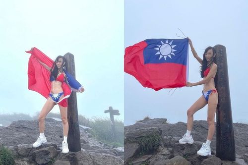 56歲「凍齡美魔女」國旗比基尼登七星峰 超兇雙峰照!網嗨:愛國旗更愛妳
