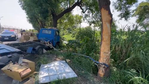 一株被扒皮、一株肉身擋 彰化貨車自撞險墜溪全靠神樹保命!