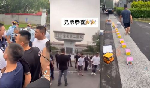 監獄前幫大哥接風!黑衣人放鞭炮慶賀 囂張飆警髒話惡行影片曝