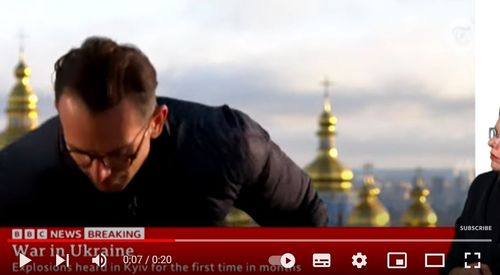 保命先！BBC基輔特派員連線中途傳來飛彈爆炸聲　立刻蹲下掩蔽