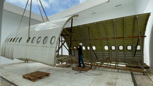 不能出國來水湳很可以　737客機搬進中央公園體驗搭飛機