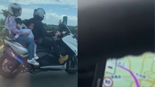 重機載雙童4貼上西濱地點找到了 警列違規四大罪!通通罰不到