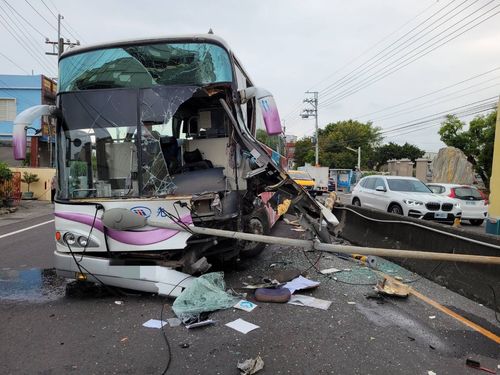 台17屏东段野狗奔跑 国光客运「一人专车」闪不及撞护栏2轻伤