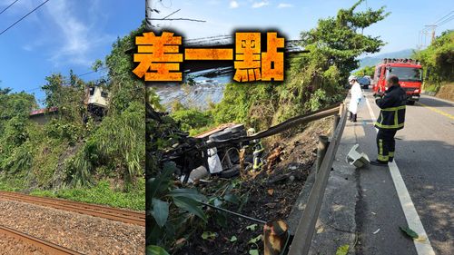聯結車爆胎翻邊坡險闖軌道　台鐵大里-福隆間單線雙向通行