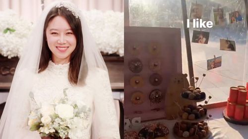 孔孝真紐約婚禮曝光！接吻照甜甜圈布置藏巧思　孔劉聲音露餡親臨祝福