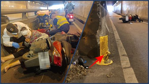 台中車禍現場!女騎士自撞水泥護欄爆頭亡