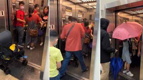 雨炸北台灣!連電梯裡都下雨成「水簾洞」 還有人撐傘惹罵聲