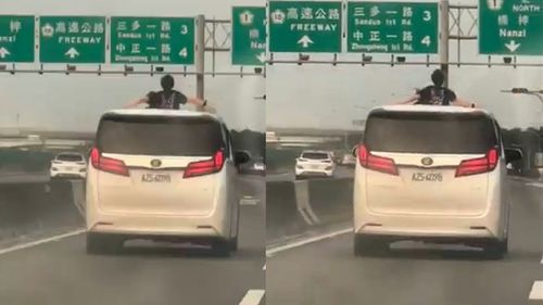誇張！國道驚見兒童探天窗「享受」鐵達尼　全網怒：一定要檢舉