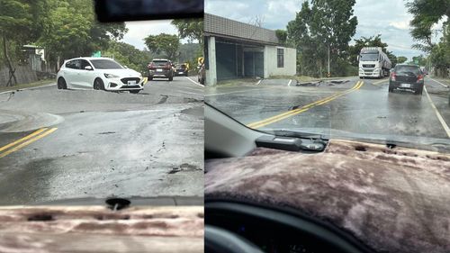 6.8強震全台有感!花蓮東里路面地裂 轎車急煞避災