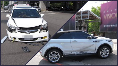 壹蘋獨家|真的OVER!台中男駕駛LAND ROVER違規左轉 害國產車撞上車頭爆開