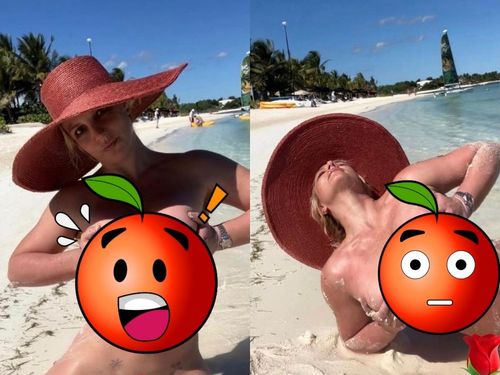 布蘭妮海邊全裸捧胸吸137萬讚　墨西哥度假巧遇「小賈斯汀」