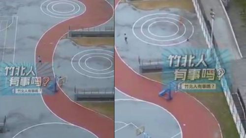 新竹九降風有多威！弟弟想打球　「籃球架」竟跑給他追