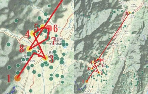 鄭明典一圖連結「規模5以上」地震 證實「獨立地震序列」!網驚:魔法陣