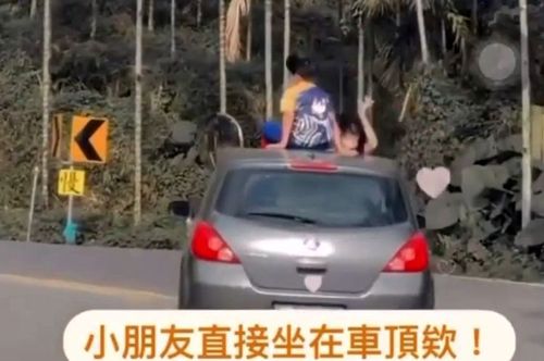 2童坐車頂!家長駛山路任性影片曝光 網怒:不是親生的?