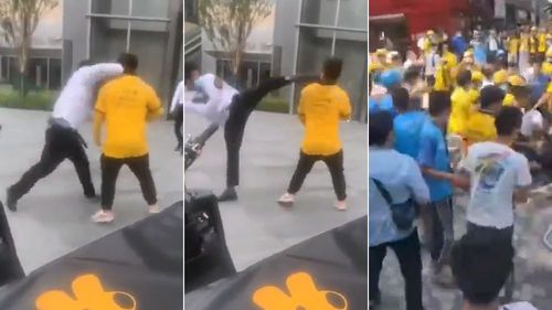 保全阻送餐KO外送員 惹錯人!被數十人慘烈圍毆影片曝光
