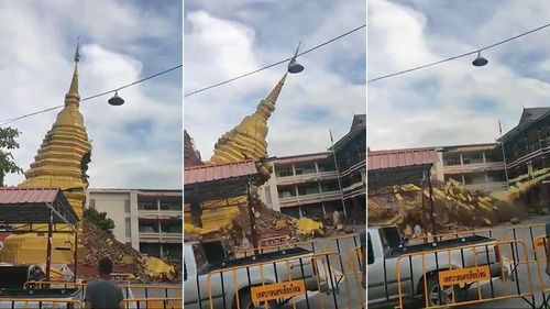扛不住雨!522年佛塔崩塌影片曝光 民眾目擊連聲驚叫